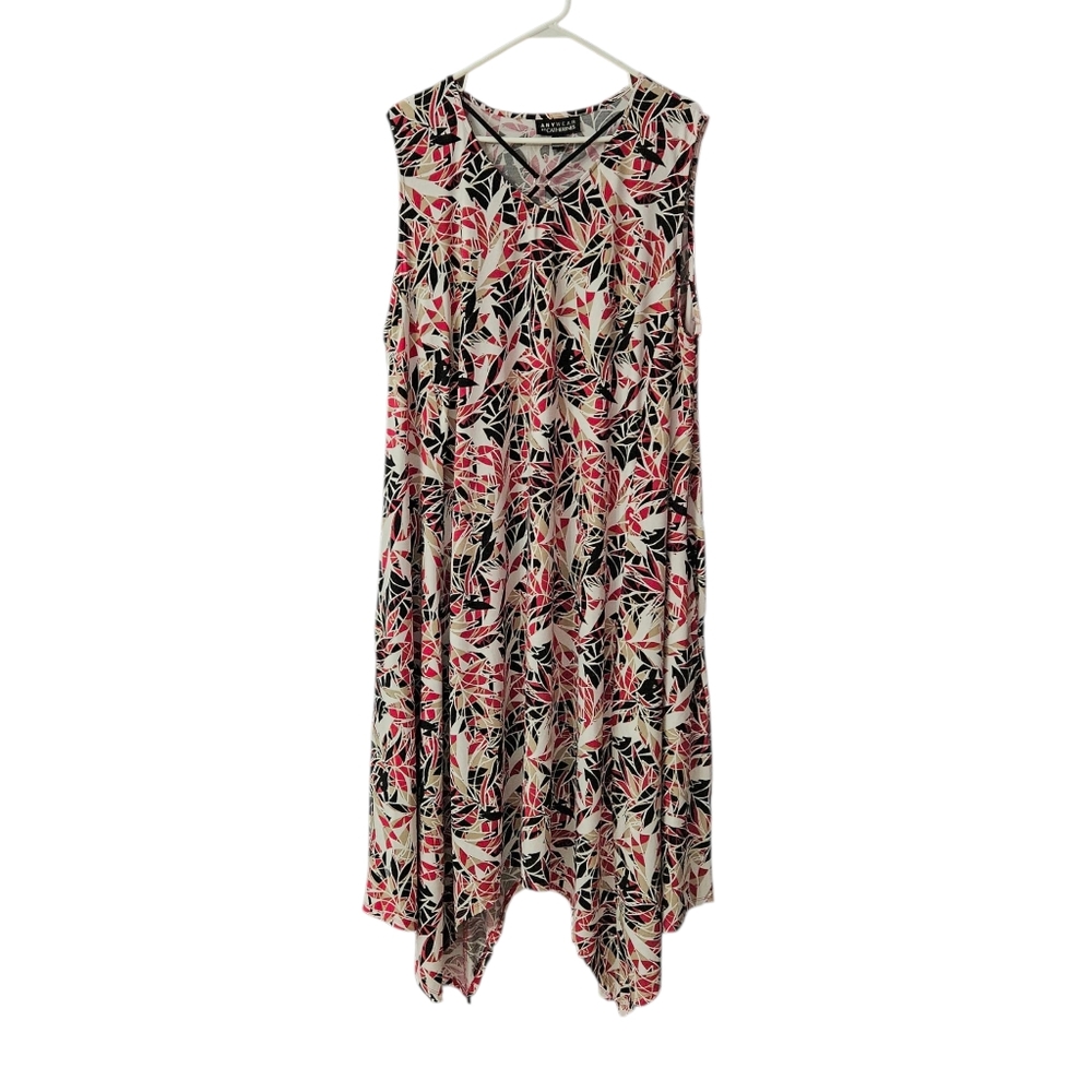 Anywear by Catherines Floral Sleeveless Dress Asymmetrical Womens 2X Stretch